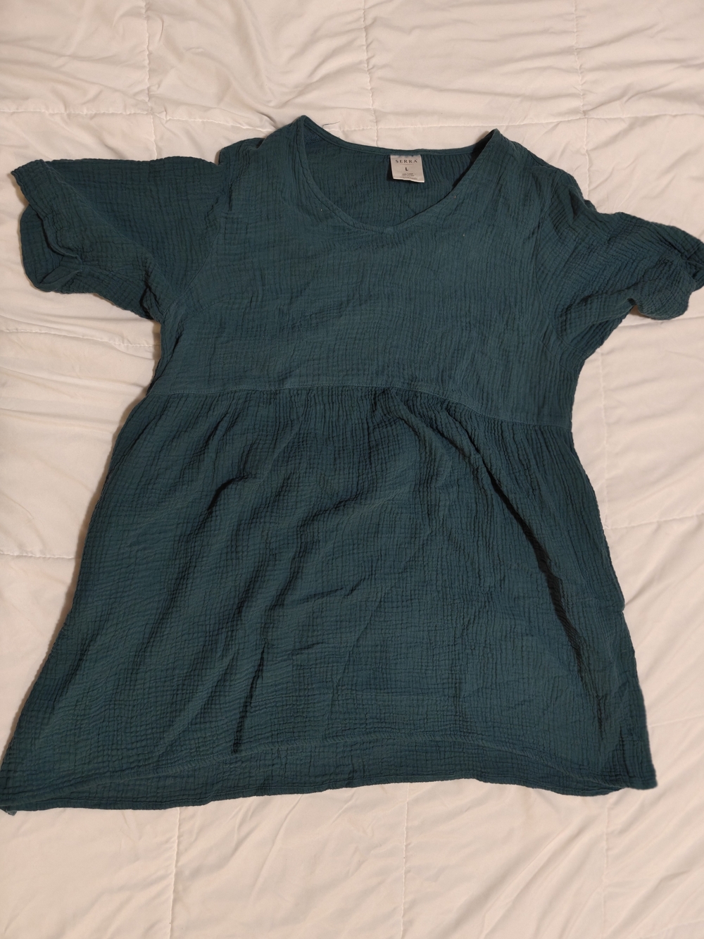 Serra Teal Green Cotton Gauze Top